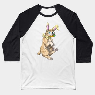 Bobtail BunnyCat: Cream Tabby (Yellow) Baseball T-Shirt